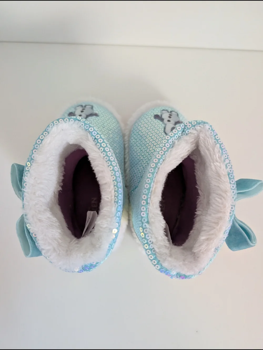 Disney FROZEN Kids Toddler Blue Sequin Slippers Size 7/8
